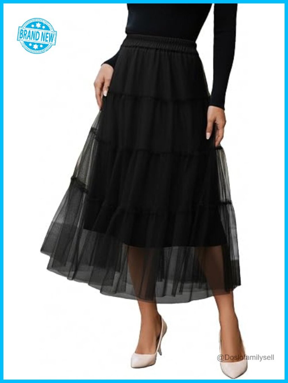 Tulle High Waisted Maxi Skirt - Flowy A-Line Fairy Tiered Long Skirt